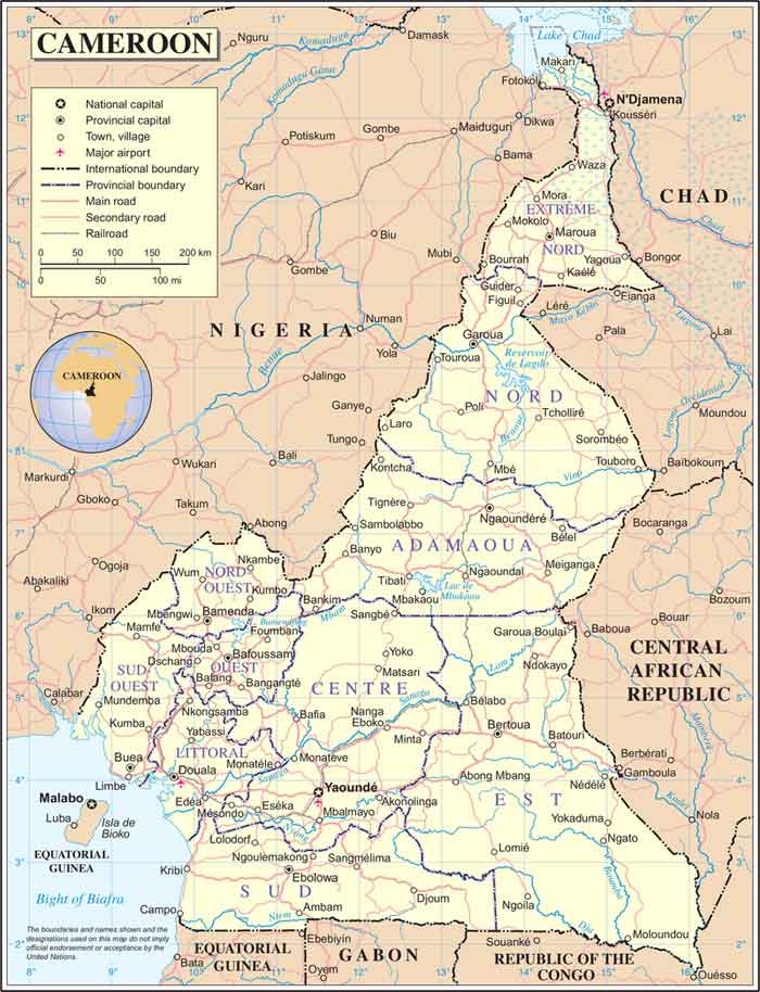 Kameroen Landkaart